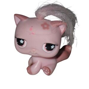 Littlest Pet Shop 603 LPS Authentic Light Pink Sitting Shorthair Kitten Cat Hair